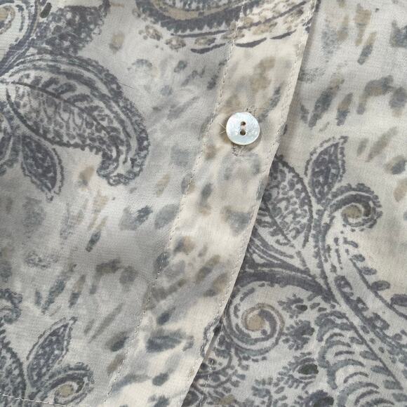 Chicos Top Womens 2 / US Large Paisley Animal Print Semi-sheer Sharkbite Hem - Picture 5 of 16